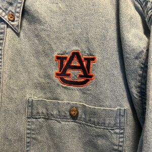 VINTAGE Red Oak Auburn University Bottondown Denim Shirt with Embroidered Logo